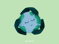 a green and blue earth with eyes closed