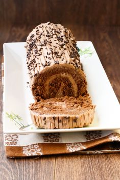 a plate with a loaf of cake on it