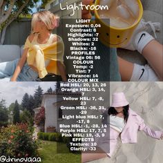 a collage of photos with text describing the lightroom and color options for each photo