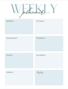 the printable weekly planner is shown in blue