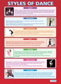 the styles of dance poster is shown