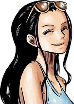 a drawing of a woman with sunglasses on her head and long black hair, wearing a tank top