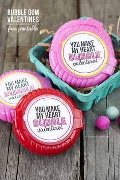 three valentine's day gift ideas for kids with free printable tags on them