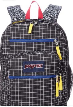 JanSport SUPER BREAK BLACK GRID BackPack Book Bag Red Blue Book Bag, Red Blue, Red And Blue, Bags Handbags, Shoe Accessories, Bag Lady, Backpacks, Women Accessories, Red