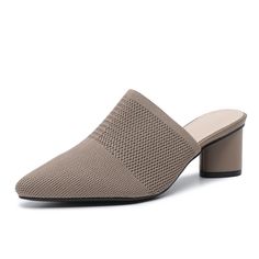 PRICES MAY VARY. FEATURES: Casual and fashionable women's mules, closed pointed toe, 1.96-inch block heel, open back, high-quality breathable knitted mesh upper for comfort and stability. PAIR WITH: Classic and trendy black, lovely beige, versatile tan, beautiful retro red, suitable for dresses, trousers, jeans, shorts, skirts and all formal and casual looks. COMFORTABLE MATERIAL: These women's pointed toe sandals are made of skin-friendly knitted fabric, which is lighter and more breathable. PV Low Block Heel Pumps, Office Jobs, Sandals Comfortable, Slip On Dress, Trousers Jeans, Heel Mules, Women's Mules, Womens Mules, Low Block Heels