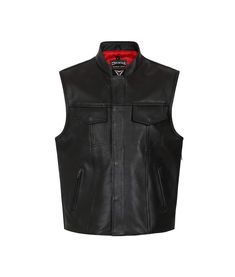 The Reyes vest is expertly crafted from premium-grade, full-grain cowhide leather, offering both strength and luxury. Designed for durability, this sturdy leather vest features a secure zip and popper stud front fastening, ensuring long-lasting wear. With expandable zipped sides, you can easily increase the vest's width by up to 4 inches, making it perfect for layering over your gear. Inspired by the iconic 'Sons of Anarchy' style, the Reyes combines rugged appeal with the high-quality craftsman Sleeveless Vest Biker Jacket For Fall, Sleeveless Biker Jacket Vest For Fall, Biker Style Vest Outerwear For Biker Events, Fitted Leather Vest For Winter, Sleeveless Leather Outerwear For Biker Events, Leather Biker Vest For Winter, Moto Vest For Biker Events In Fall, Winter Leather Vest For Biker Events, Moto Style Vest For Biker Events In Fall