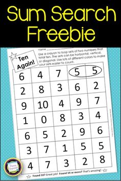 the sun search freebie is an easy way to learn how to use it for numbers