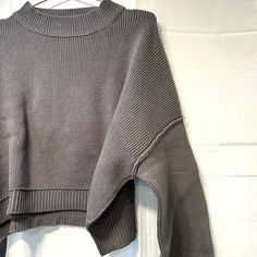 Free People | Sweaters | Free People Easy Street Cropped Pullover Sweater Size Small Gray | Poshmark