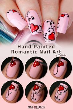 Sweet Tutorials Of Hot Valentines Nails Designs Check more at https://allthenews.website/sweet-tutorials-of-hot-valentines-nails-designs/ Romantic Nail Art, Valentines Nails Designs, Nails Valentines, February Nails, Nail Designs Tutorial