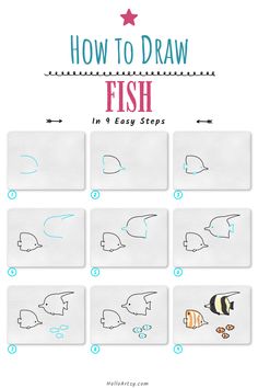 how to draw fish in easy steps