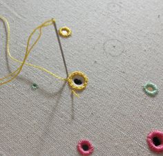 the thread is being sewn together to make an embroidery project