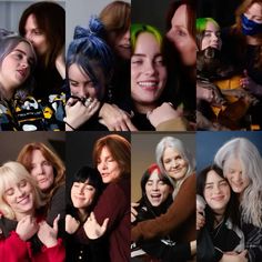 several pictures of women with different colored hair styles and hairstyles posing for the camera