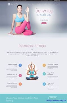 the website for yoga classes is displayed in this screenshoter's view, with an image of a woman doing yoga