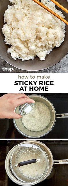 how to make sticky rice at home with chopsticks in the pan and on the stove