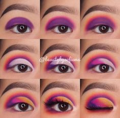 Egyptian Eye Makeup, Pretty Eye Makeup, Bright Eye Makeup, Purple Eye Makeup, Cut Crease Makeup, Eye Makeup Pictures, Alternative Makeup