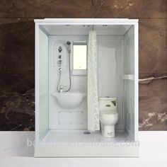 a bathroom with a toilet and shower in it