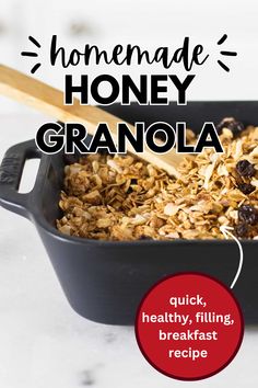 This homemade honey granola is super easy to make and makes the best breakfast for busy mornings. Made with gluten-free oats, raw honey, chia seeds, and nuts, it is very nutritious and filling.