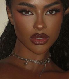 Pretty Dark Makeup Looks, Unique Makeup Looks Black Women, Dark Feminine Beauty, Lola Thompson, 27 Aesthetic, Contrast Makeup, Brown Girl Makeup, No Make Up Make Up Look, Boho Locs