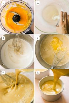 steps to make batter in a blender and then being mixed with orange juice or other ingredients