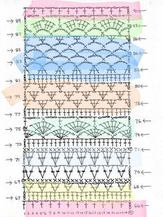 an image of a crochet pattern with different colors and stitches on the side