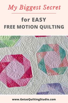 the cover of my biggest secret for easy motion quilting, with text overlay