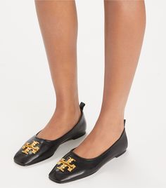 Eleanor Ballet: Women's Designer Flats | Tory Burch Luxury Designer Black Ballet Flats, Tory Burch Sandals Black, Tory Burch Minnie Flats Plum, Tory Burch Ballet Loafers, Tory Burch Ballet Flats, Designer Flats, Signature Hardware, Footwear Design Women, Shoe Sale