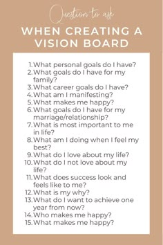 What questions to ask when creating a vision board Create Vision Board, Vision Board Categories, Vision Board Project, Creative Vision Boards, Vision Board Workshop, Vision Board Book, Prayer Vision Board, Creating A Vision, Vision Board Diy