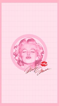 marilyn monroe wallpaper in pink and white with the word marilyn monroe on it's face