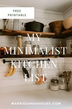 the words my minimalist kitchen list are in white