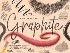 an artistic graphic kit with the words graphite written on it