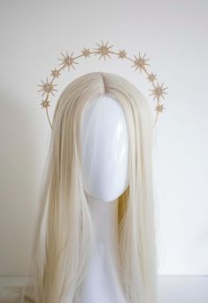 M Gold Stars  Headband - Panmilli halo crown Bridal Gold celestial Headband, Gold Galaxy Stars and Moon Bridal Crown, Gold Bridal Halo Crown, Stars and Moon Headband This crown will be a great addition to the fine art photography, wedding, it is suitable as a prop for pregnancy photo-shoot, enhance your festival outfit, fort make-up artist, Ball, Party... This romantic headband is handcrafted using an array of gold and gold tone flower shapes, metal components, crystals and glass pearls.  You will love this headdress and it will serve you well. The Halo Headpiece from Panmilli  are works of art, each piece is made by hand with love and passion Thank you for your interest and we look forward to your order :) You can find more crowns in our shop: www.panmilli.etsy.com You can start following Gold Halo Crown Wedding, Gold Halo Headpiece, Headband Photoshoot, Celestial Wedding Headband, Sun Headband, Moon Headpiece, Celestial Halo Crown, Celestial Headband, Gold Star Headpiece