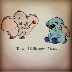 two drawings of elephants and an elephant with the words i'm different too