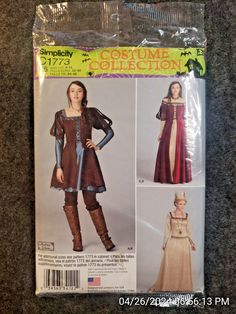 Simplicity 1773 Renaissance Costume Pattern Bridal Medieval Huntress 6-14 (C6B5) Medieval Dress Patterns Free, Rennaissance Dress Patterns, Medieval Huntress, Medieval Patterns Clothing, Sewing Patterns Medieval, Medieval Sewing Patterns Free, Medieval Costume Pattern, 1400s Peasant Clothing, Medieval Tunic Sewing Patterns