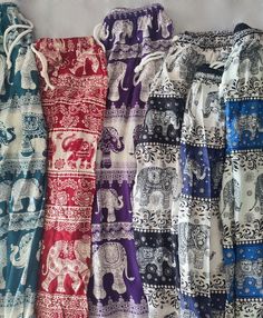 UNISEX FREE SIZE 24-42 Inch Waist Genuine Thai Elephant Pants - Quality Loose Baggy Loung Pants! FREE 1ST CLASS SHIPPING WORLDWIDE Thai Pants, Thai Elephant, Thailand Elephants, Elephant Pants, Summer Trousers, Elephant Theme, African Elephant, Baggy Pants, Back To School Outfits