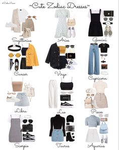 Zodiac Clothes Outfit, Your Zodiac Sign Your Outfit, Zodiac Signs As Clothes, Zodiac Signs As Outfits, Your Zodiac Sign Is Your Outfit, Zodiac Outfits Aesthetic, Zodiac Sign Stuff, Sign Out Outfit, Zodiac Outfits Signs Fashion