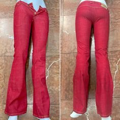 Material: 98% Cotton 2% Lycra Red Denim Bottoms For Fall, Red Full Length Cotton Bottoms, Casual Fitted Red Bottoms, Red Pants With Five Pockets For Fall, Red Fall Pants With Five Pockets, Red High Waist Flare Jeans For Spring, Casual Fitted Red Pants, Red Denim Bottoms With Five Pockets, Red Denim Flare Jeans For Spring