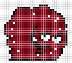 a red and black cross stitched pattern with the letter s in it's center