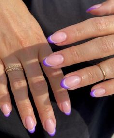 French Tip Acrylic Nails, Classy Acrylic Nails, Cute Gel Nails, Short Acrylic Nails Designs, Purple Nails, Nails Acrylic, Cute Acrylic Nails