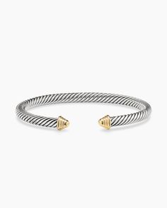 David Yurman | Classic Cable Bracelet in Sterling Silver with 14K Yellow Gold Domes, 5mm Artistic Signature, Mixed Metal Bracelets, David Yurman Bracelet, Preppy Jewelry, Silver Bracelets For Women, Cable Bracelets, Buckle Bracelet, Yellow Gold Bracelet, Jewelry Inspo