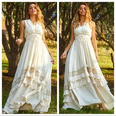 ShopEvelynne | Dresses | Most Beautiful Boho Long Tiered Smocked Tiered Maxi Dress With Lace Trim | Poshmark 90s 00s