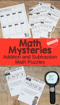 the addition and subtraction math puzzles for kids to practice their number identification skills