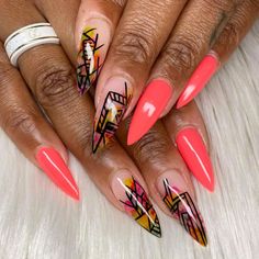 Pedi Inspiration, Classy Colors, Color Block Nails, Bday Nails, Neon Acrylic Nails, Fab Nails, Nails Arts, Diva Nails, Trendy Nail Art Designs