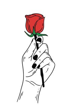 Valentines Day Drawing Ideas, Hand Holding Rose, Rose Tat, Rose Reference, Hands Holding Flowers, Valentines Day Drawing, Friends Sketch, Flower Drawing Tutorials, Line Art Illustration