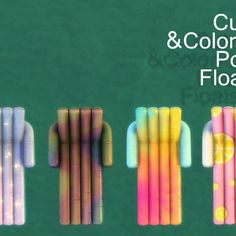 four different colored candles sitting next to each other in front of a green background with the words cut and coloring paper floating on it