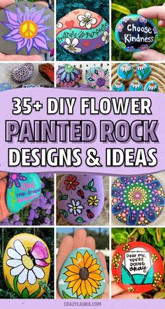 25 diy flower painted rock designs and ideas