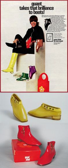 These boots are made for walking....Mary Quant 1960s Wardrobe, 1960's Shoes, Vintage Fashion 1960s, 60's Style, 60s 70s Fashion