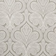 a white and grey wallpaper with an intricate design on it's side,