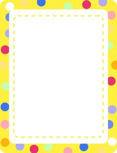 a square frame with colorful polka dots on the edges and a white border around it