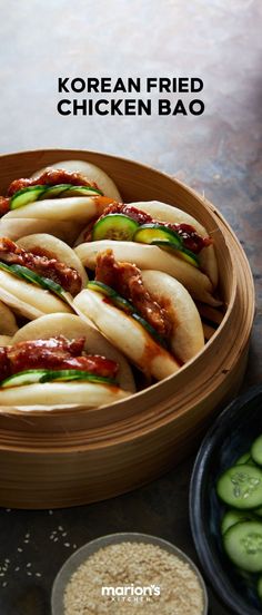 Korean Fried Chicken Bao Korean Fried Chicken Bao, Marion's Kitchen, Korean Chicken, Korean Fried Chicken, Bao Buns, Bun Recipe, Health Snacks, Asian Dishes, Dessert For Dinner