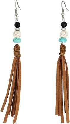 M&F Western - Bead and Tassel Earrings Earring Diy Jewelry Necklace, Trendy Earrings, Western Jewelry, How To Make Earrings, Tassel Earrings, Leather Earrings, Diy Jewelry Making, Diy Earrings